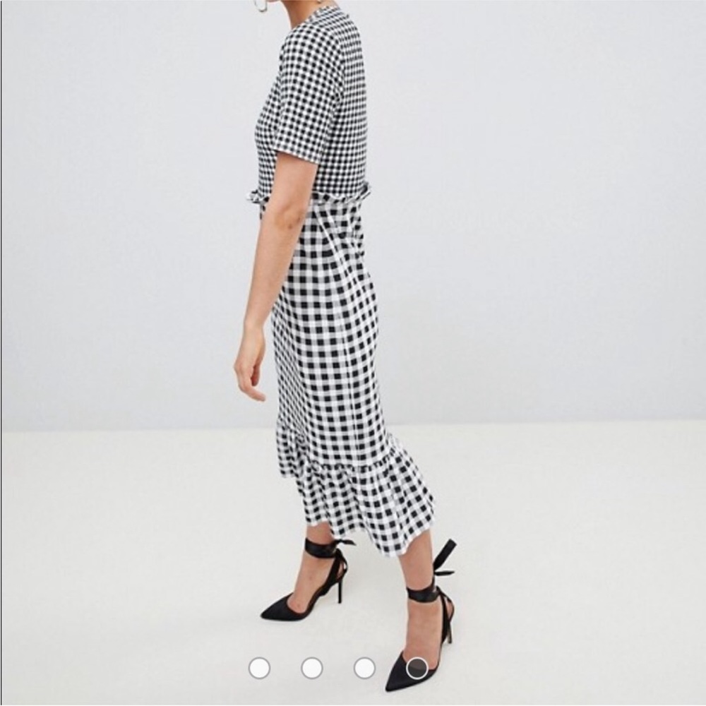 ASOS Size 22 Short Sleeve Black and White Gingham Maxi Dress - Picture 3 of 8
